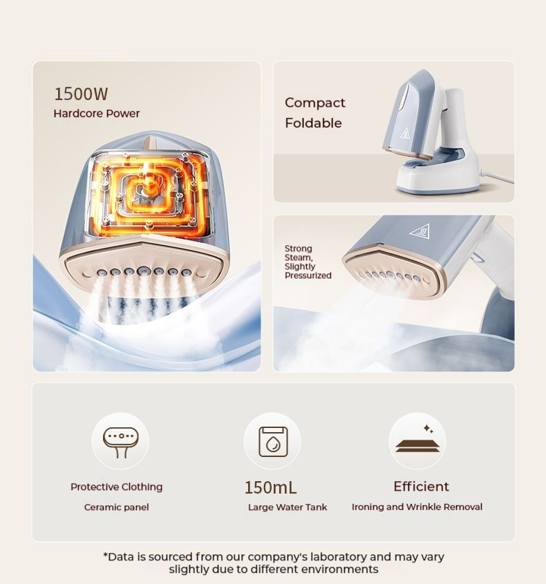 this handheld garment steamer with a steam brush is foldable for   making it   for removing wrinkles at home and while traveling new model for 2025 Product details 2