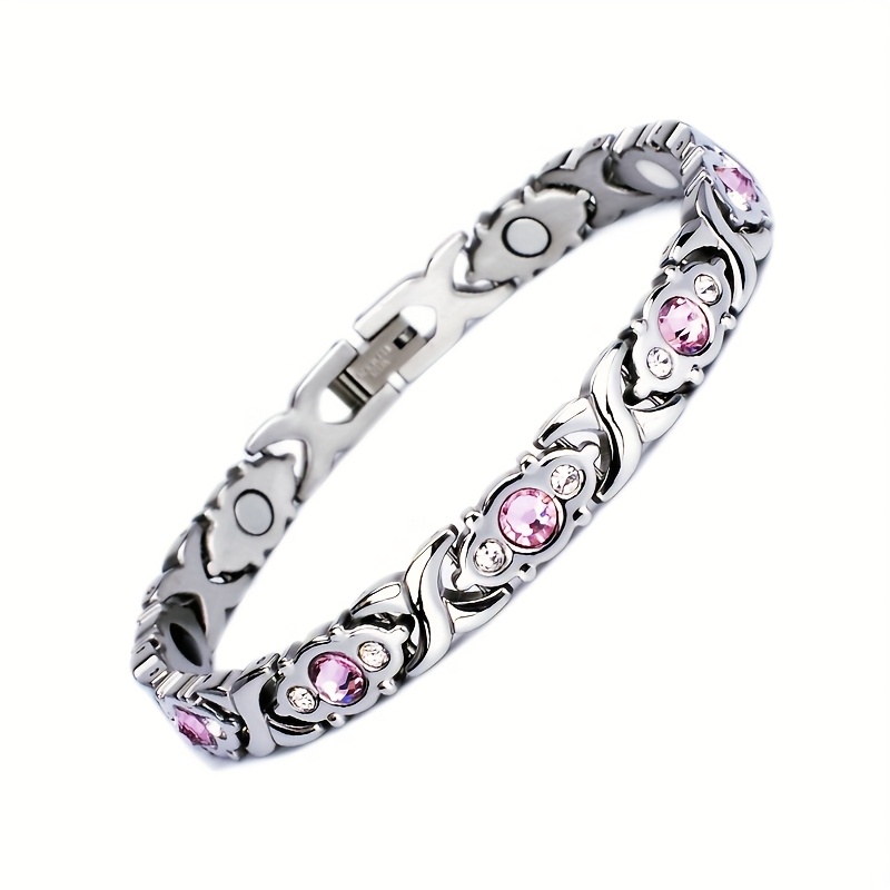 TEMU Bracciale geometrico da donna in acciaio inossidabile con inserti, tendenza europea e americana, lusso di moda, cinturino per orologio qualit�,