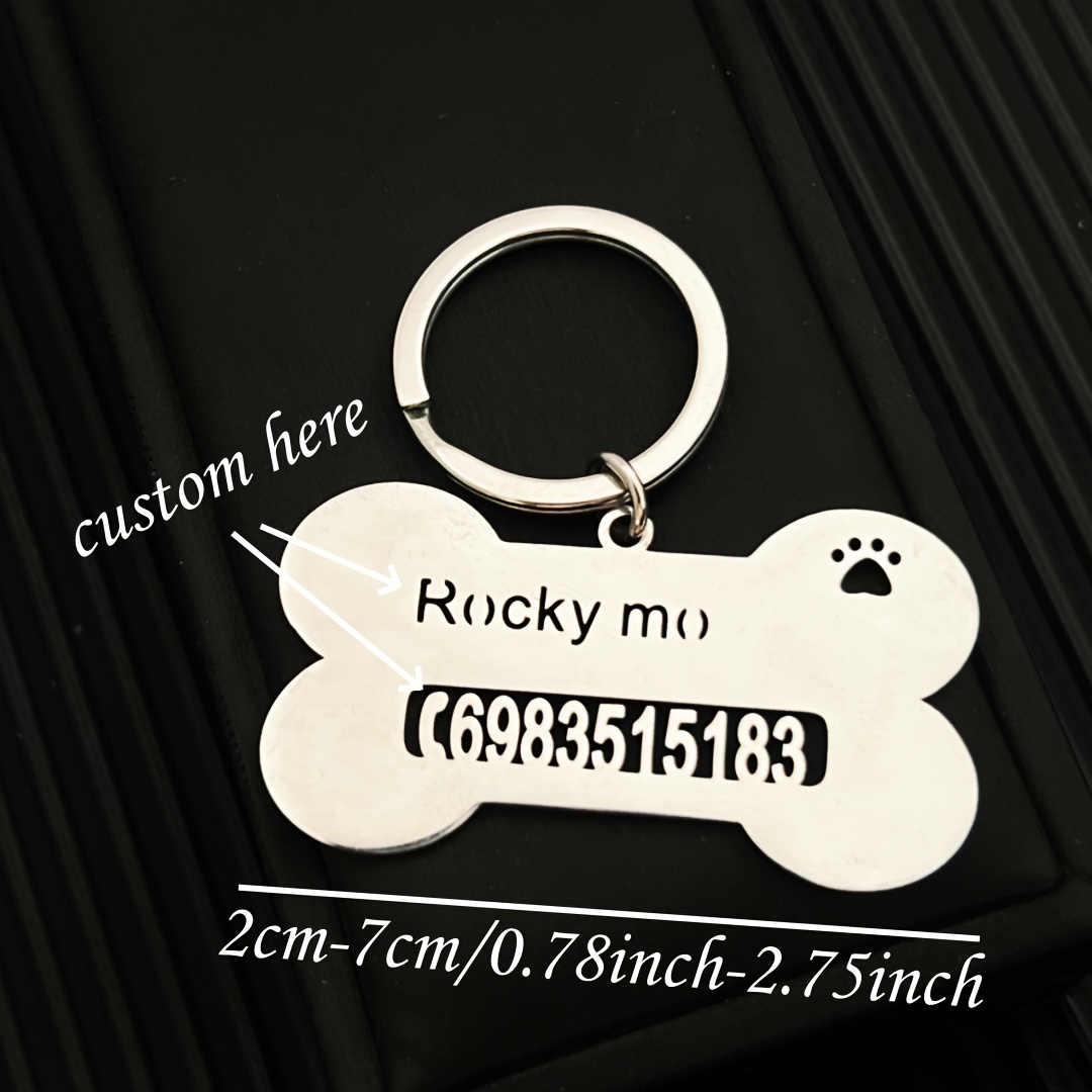 TEMU Portachiavi targhetta per cani da con e numero personalizzabili, un targhetta identificativa - per proprietari di animali domestici - per ' e