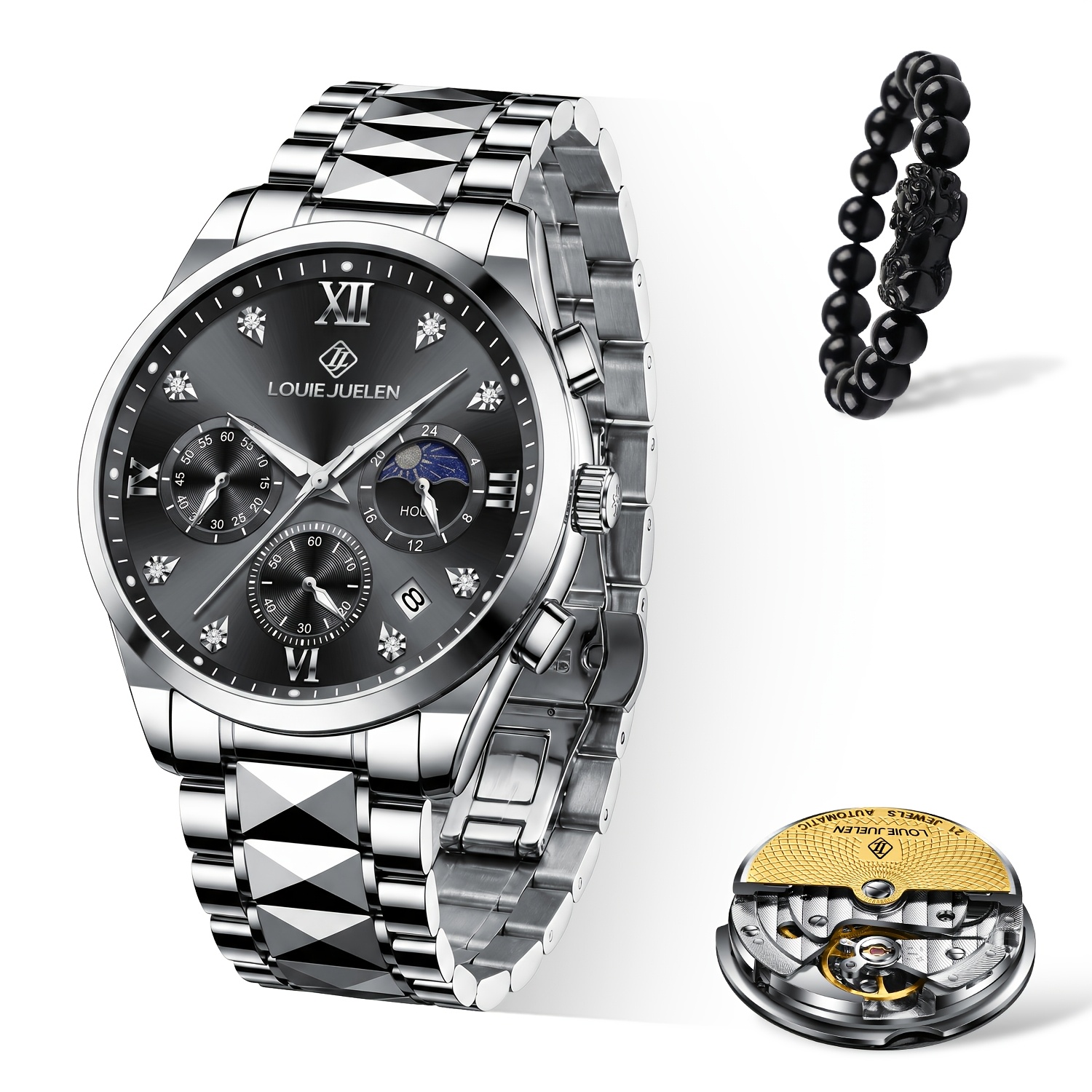 Image of Men's Business Automatic Mechanical Watch - White Dial, Date Display, Stainless Steel - Exquisite Mechanical Watch Frame, Suitable For Business And Formal Wear, Gift For Lovers And Father's Day