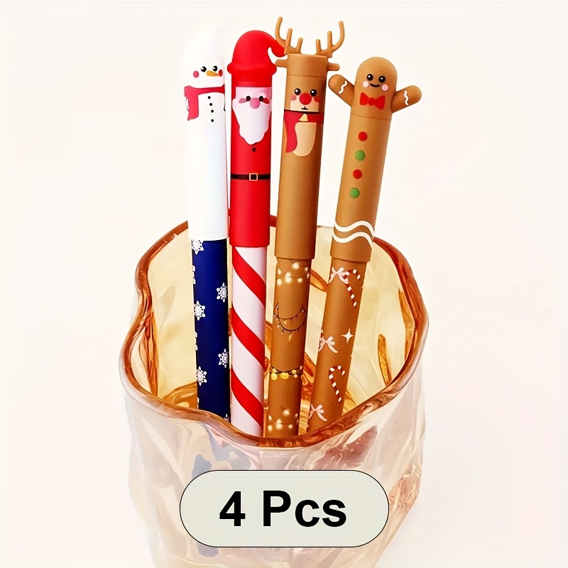 4pcs Christmas Erasable Pens / Quick-drying And Erasable / /smooth Writing / Suitable For Students' Examspractice Questions, And Note-taking /christmas Gifts