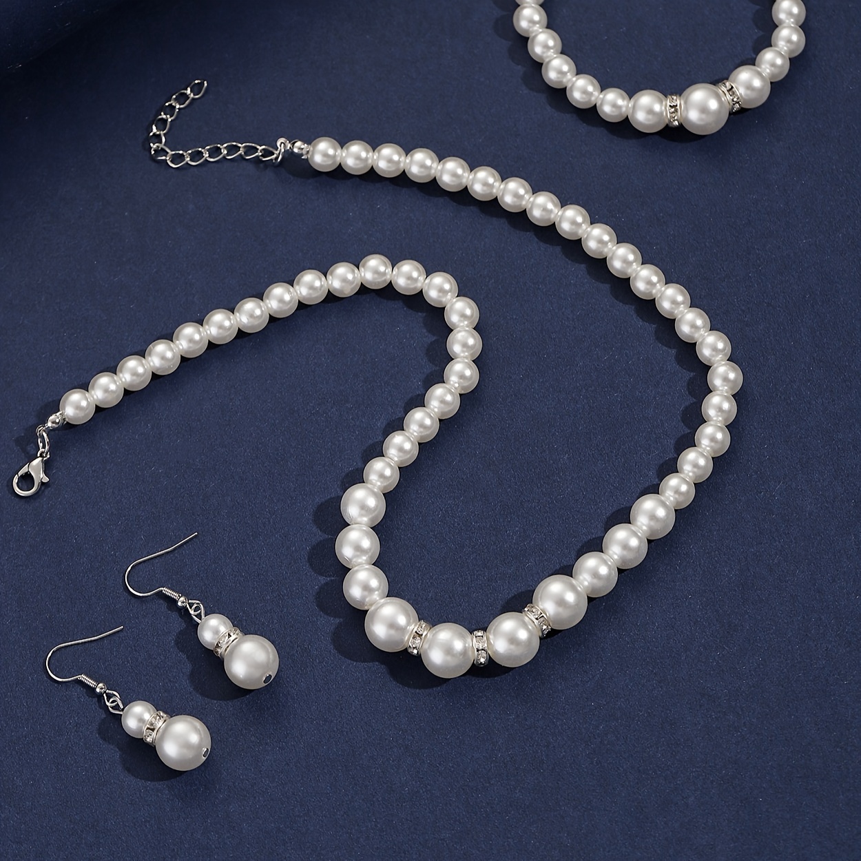 Parure De Mariée En Perles Nacrées - Collier, Boucles D’oreilles, Bracelet - Neuf Avec étiquettes