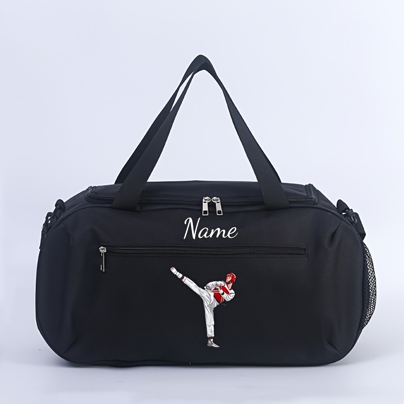 TEMU Taekwondo-themed Name/text Crossbody Bag & Gym Bag Suitable For Sports, Travel, Fitness, Boxing - Large Capacity Nylon With Taekwondo Print,