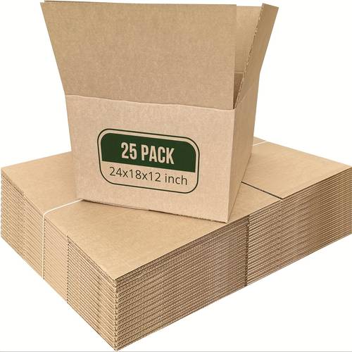25 pack moving boxes 24x18x12 inches corrugated cardboard box for shipping mailing packing packaging and storage large brown
