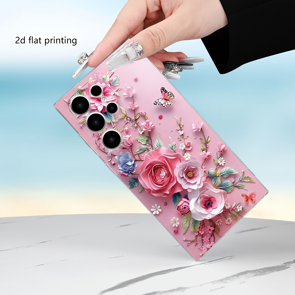 TEMU Phone Case - [2dflat]floral Transparent Clear Phone Case For Galaxy S26 Ultra, Galaxy S25 Ultra, A13 4g/5g, A14 4g/5g, A23, A24, A25, A32 4g/5g,