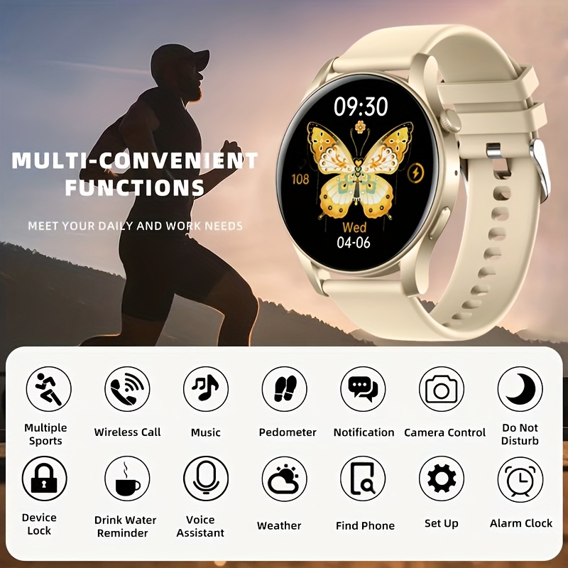 Smart Sports Watch, Full Touch Screen Display, with Message And Call Answering, Sleep Monitoring, Pedometer, Information Alerts, Suitable for Iphone And Android Phones, Smart Bracelet Fitness Watch, Suitable As a Gift for Female And Male Friends