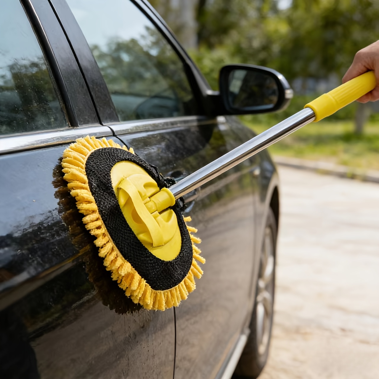 62" Long Handle Car Wash Brush Kit- Scratch- With 1 Mop Heads+ Cleaning Mitt| Suitable For Cars, Trucks, Suvs, Rvs, Caravans& Household Use