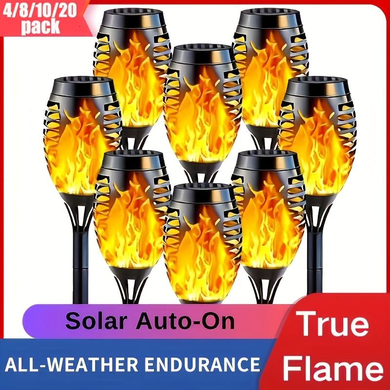 4 8 10 20pcs outdoor warm light solar torch lights solar lights led flashlight for outdoor decor suitable for outdoor decor yard garden ip55
