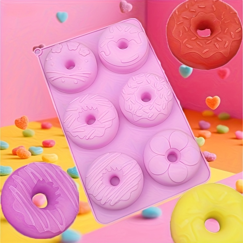 6- Silicone Baking Mold With Floral Pattern, Round Donut Cake Mold, Pastry Baking Mold For Home Use, Diy Soap Mold