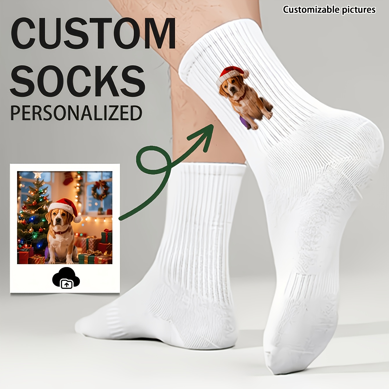 TEMU Calcetines personalizados con temática de mascotas para - con foto/texto de tu mascota, calcetines conmemorativos transpirables pantorrilla para