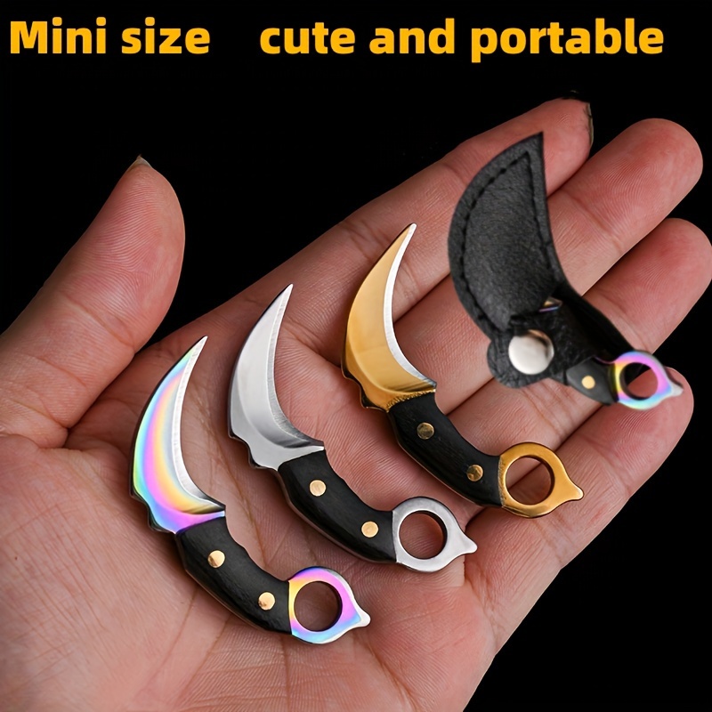 

Super Cute Mini Curved Knife Keychain, Small Knife With Leather Case, The Best Gift For Girlfriend