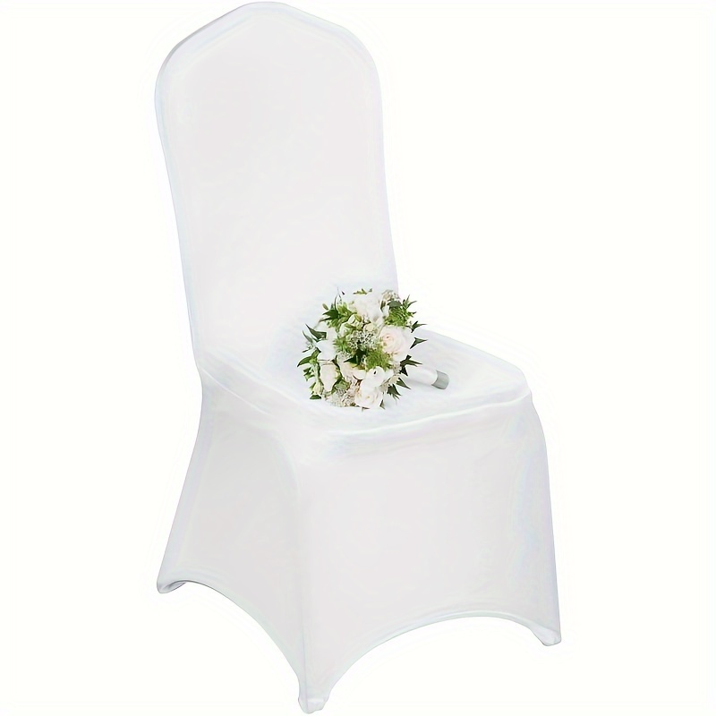 

100 Pcs White Chair Covers Polyester Spandex Chair Cover Stretch Slipcovers For Wedding Party Dining Banquet Flat-front Chair Covers