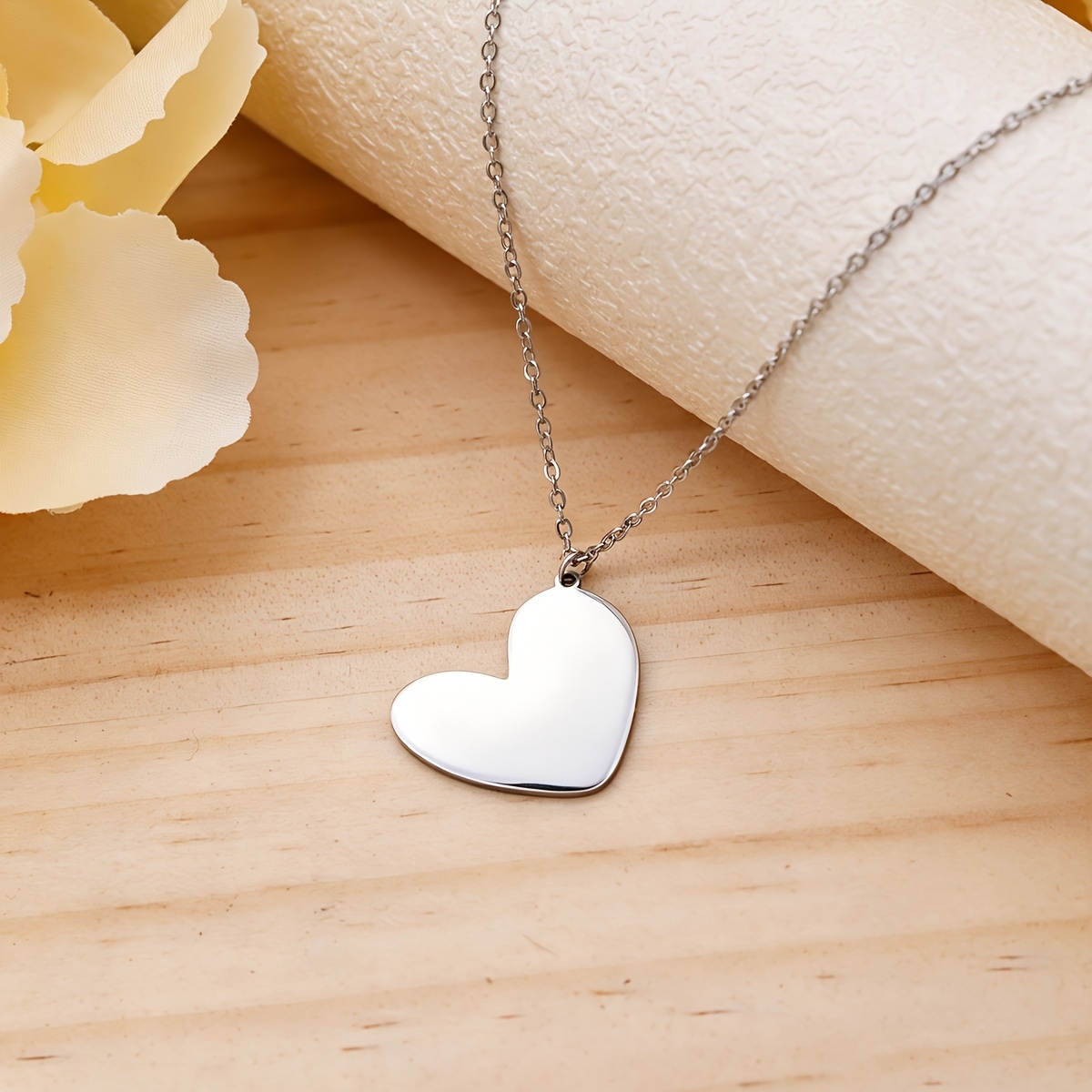 TEMU Collar de acero inoxidable con colgante de para mujer, collar delicado de liso, regalo de joyería de amor para mujer, moda