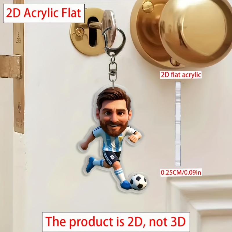 [2D Flat] 1pièce 2D * * Porte-clés - Étanche, Design Funky de Joueurs de Football avec #10 Jersey, Idéal pour Sacs & Accessoires, * pour les Fans de Sports