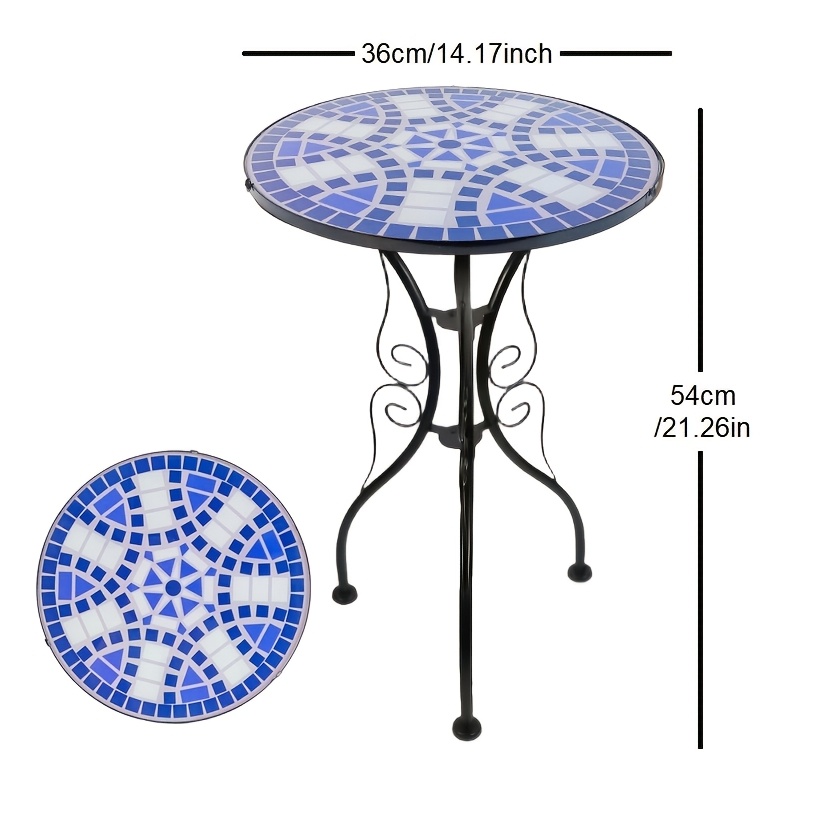 Mosaic Round Side Table, Creative Decorative Wrought Iron Small Coffee Table, Indoor Living Room Balcony Courtyard Corner Table, 1 pc, Multi-Color Optional