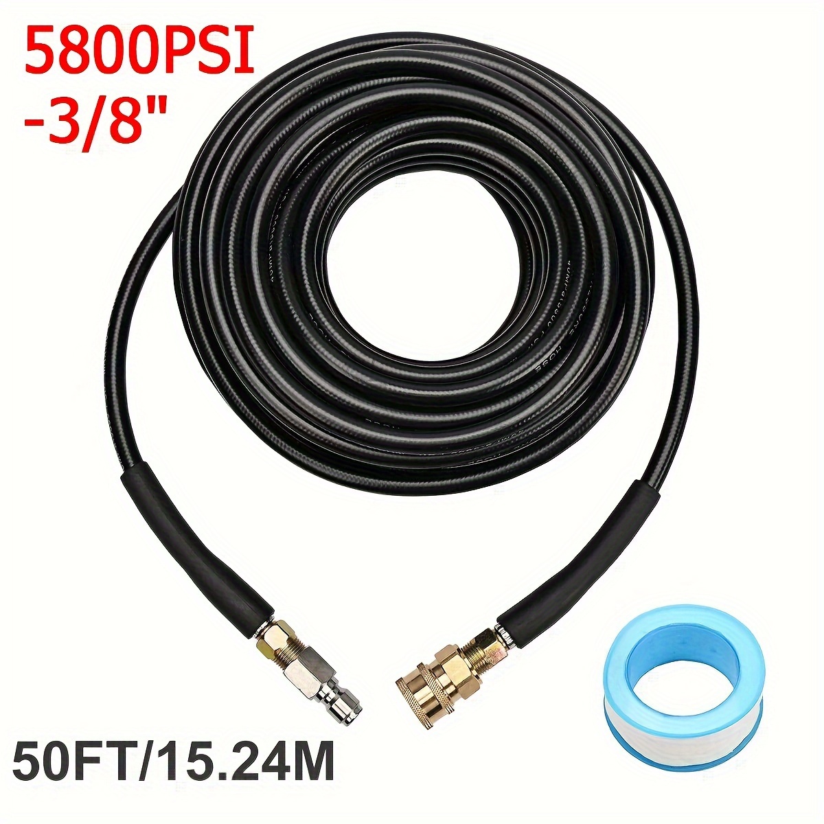 

50ft 15m 5800psi Replacement High Pressure Power Washer Hose -3/8" Quick Connect
