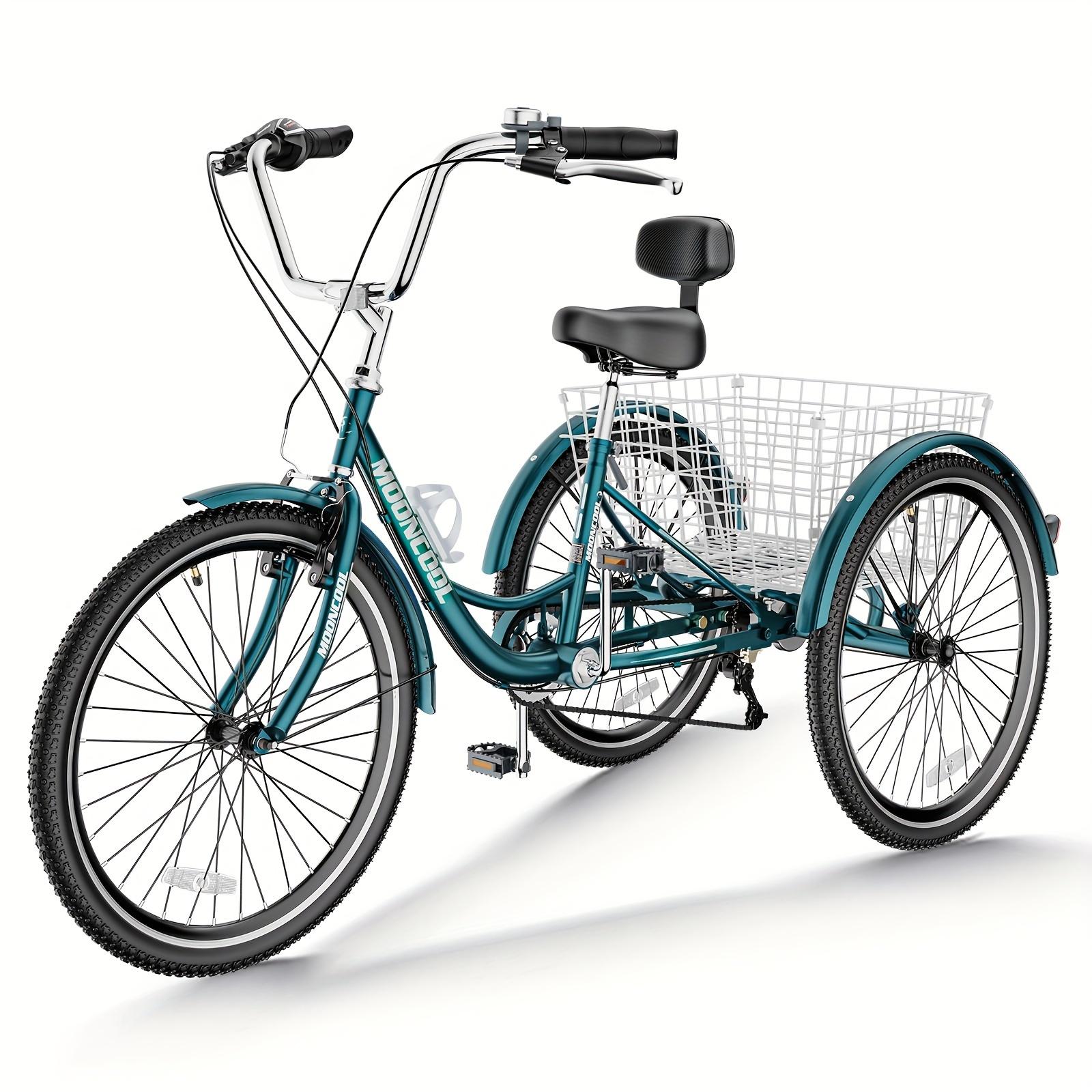 

Lilypelle 26 Inch Tricycle For Adults, 3 Wheel Bike, 7 Speed Cruiser Bikes With Cargo Basket, Adults Exercise Shopping Picnic Outdoor Activities, Cyan