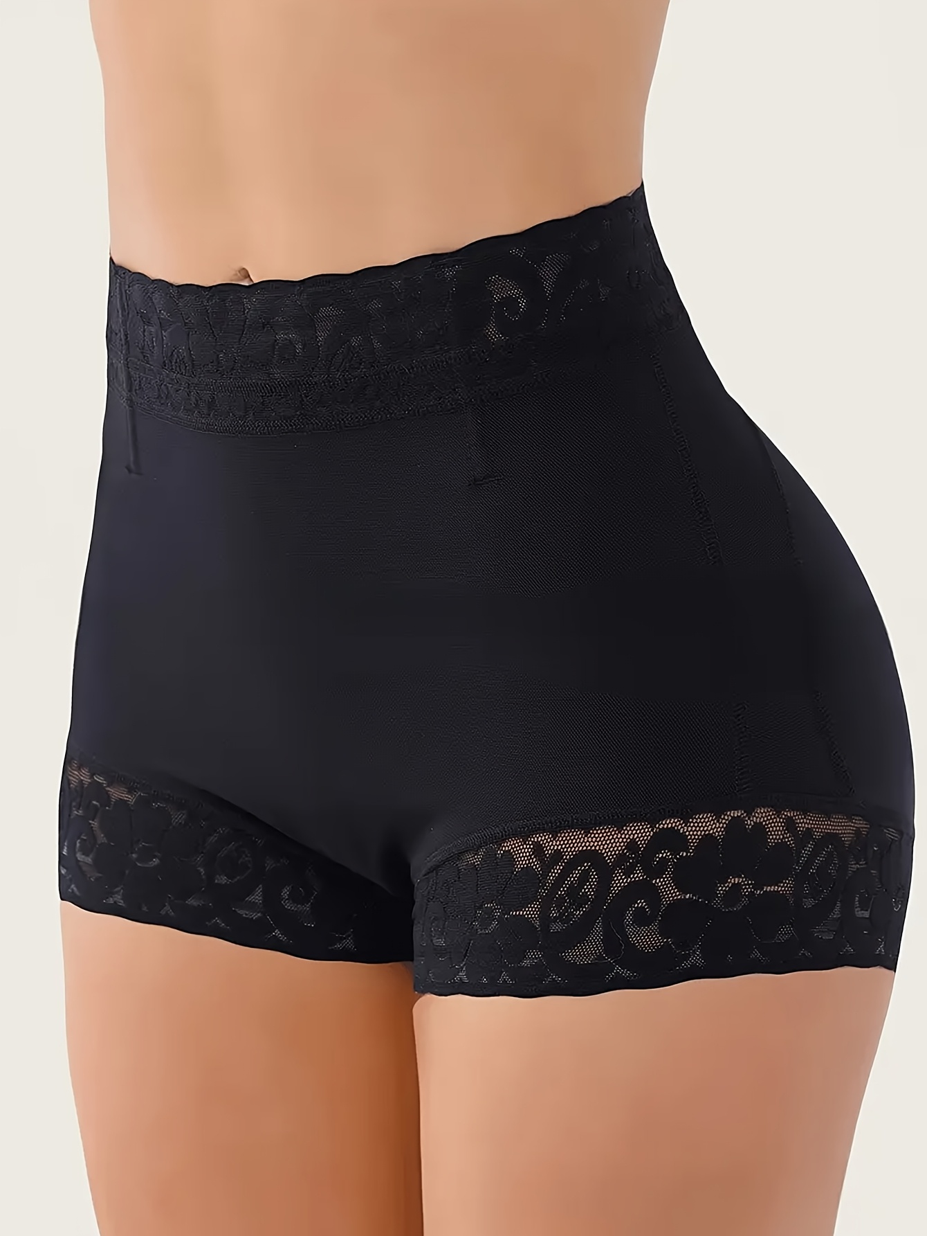 pantalones cortos moldeadores de cintura  ,   de encaje sin costuras, lavable a máquina - 1 par, shorts de cintura   1