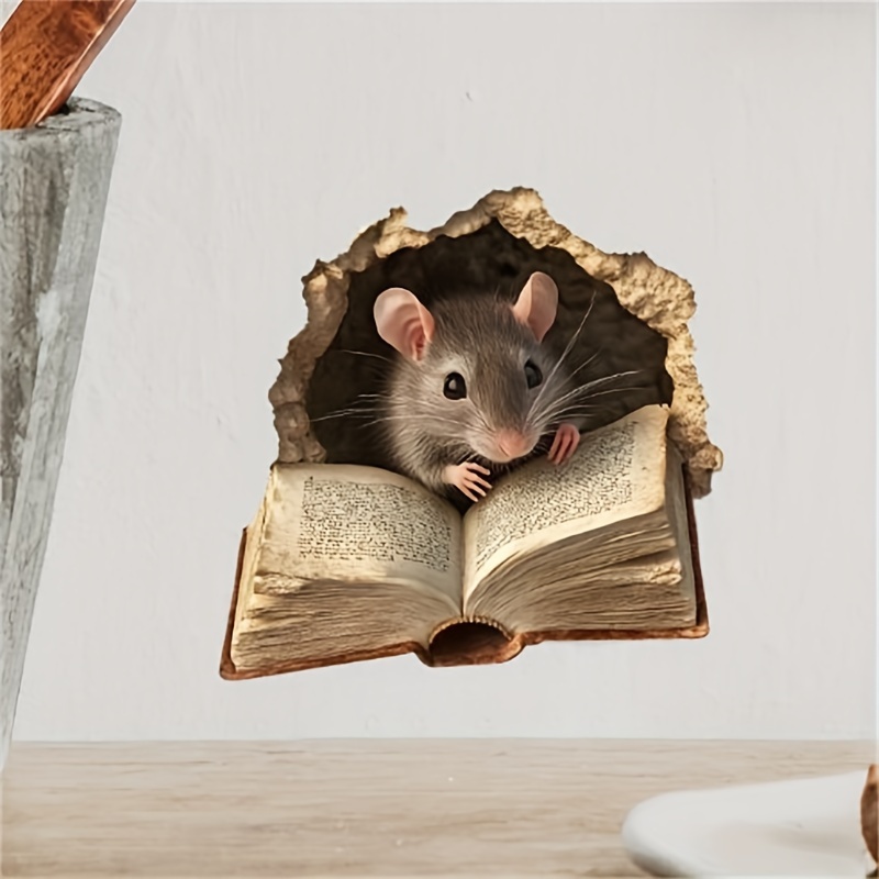A Whimsical Reading Wall Sticker - Easy To, Matte Pvc, Animal Print Decoration For Living Rooms And Entrances, Self-adhesive And Removable, Decor