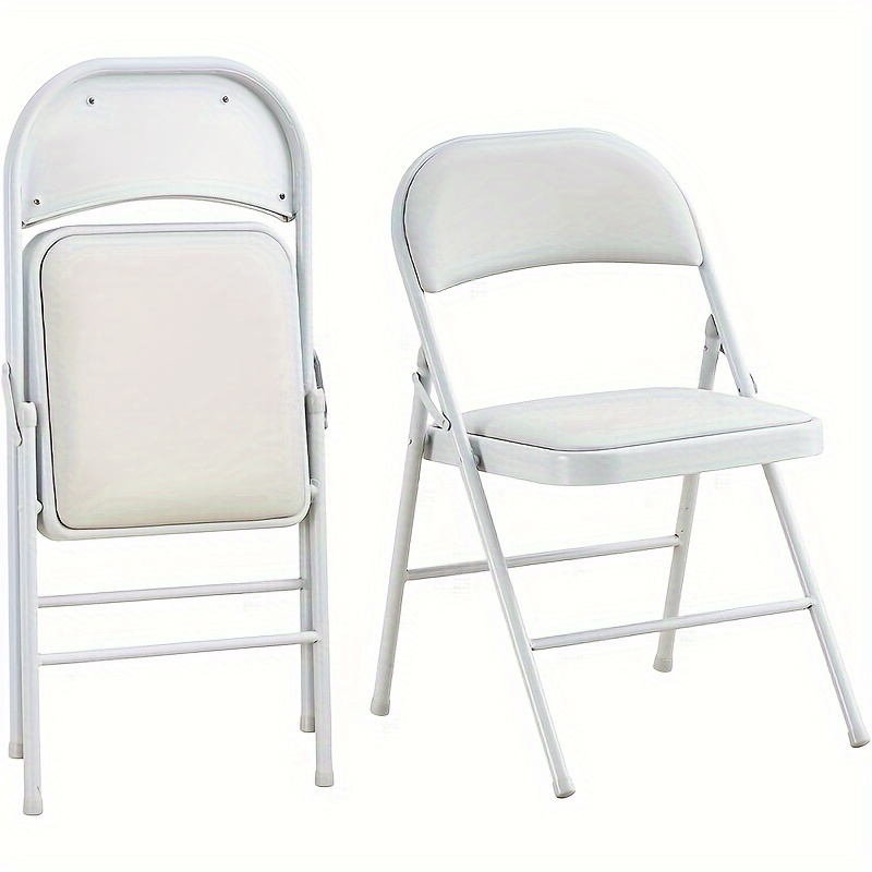 1pc 2pcs Folding Padded Chairs Metal Frame Chairs Bearing Load 350