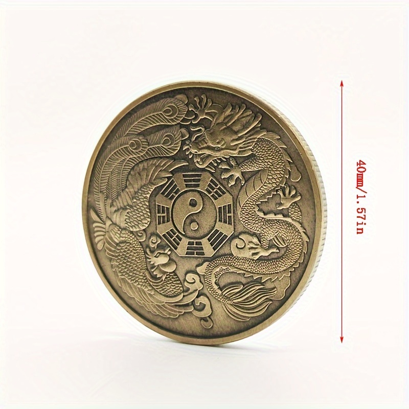 Lucky Tai Chi Yin Yang Coin Antique Bronze Dragon - Temu