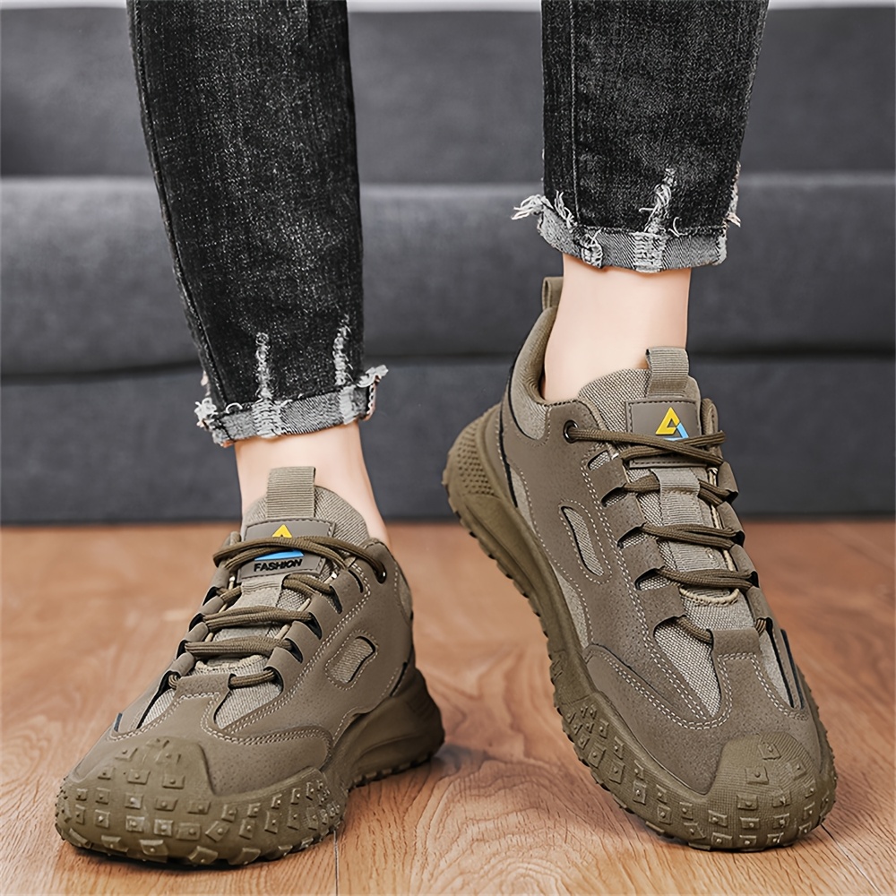 Men's New Fashion Trend Sneakers with Upper, Lace-Up Design, Durable Sole, Comfortable and Wear-Resistant, Suitable for Outdoor Hiking, Work, Sports, and Casual Wear