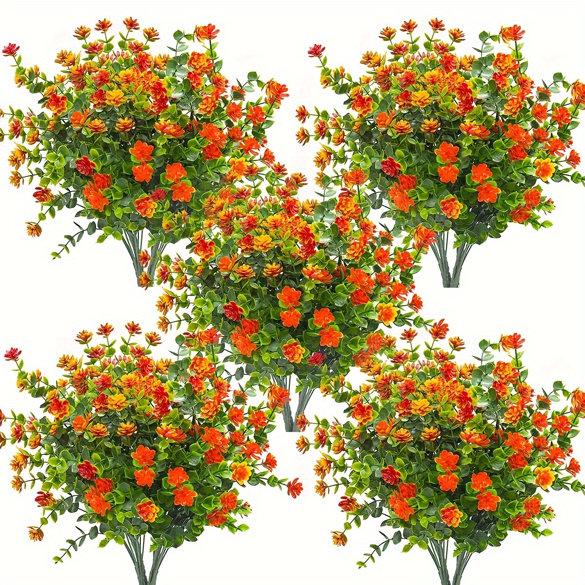 

Artificial Flowers For Outdoors, 10 Bundles Of Outdoor Artificial Plants And Flowers, Uv Resistant Artificial Flowers, Outdoor Porch Window Box Decorative Artificial Flowers (orange)