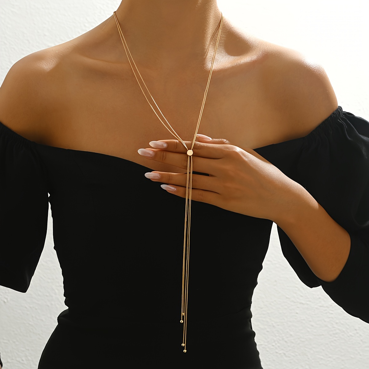 E-shop 1 Neuer Modischer Minimalistischer Schlangenkettenschmuck Verstellbarer Durchzieh-Langpullover-Halskette, Vielseitiges Alltagsaccessoire