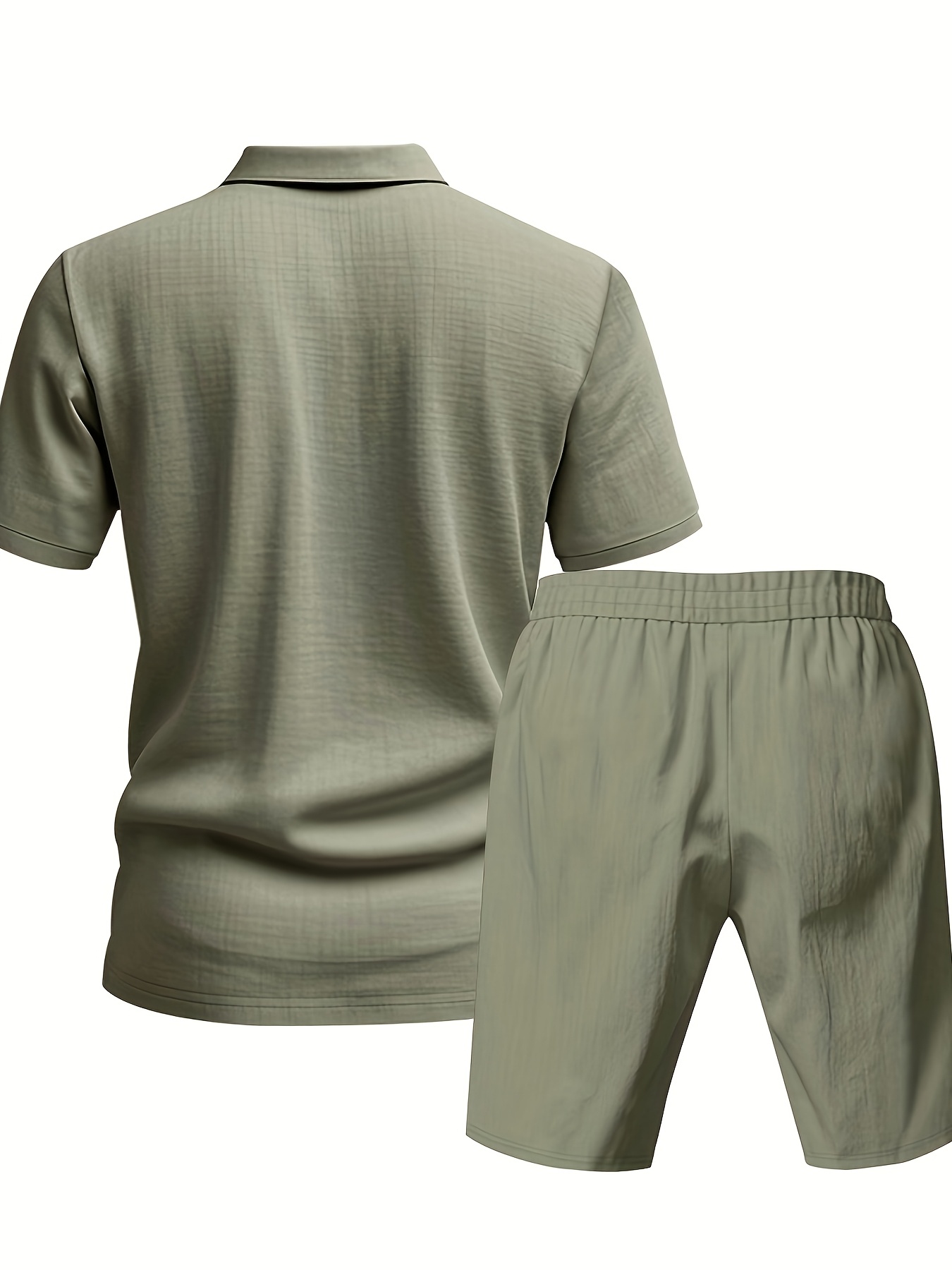 Men's Linen Short Sleeve Shorts Set, Summer Outdoor Sports Casual Breathable Short Sleeve Shirt with Shorts