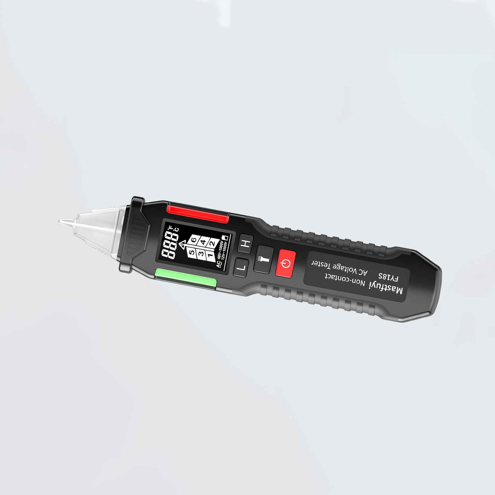 TEMU Mastfuyi 12V- Rilevatore di Tensione Senza Contatto, Sensibilit� Regolabile, Strumento di Test del Ciruito AC, con Torcia, Allarme Sonoro, Filo