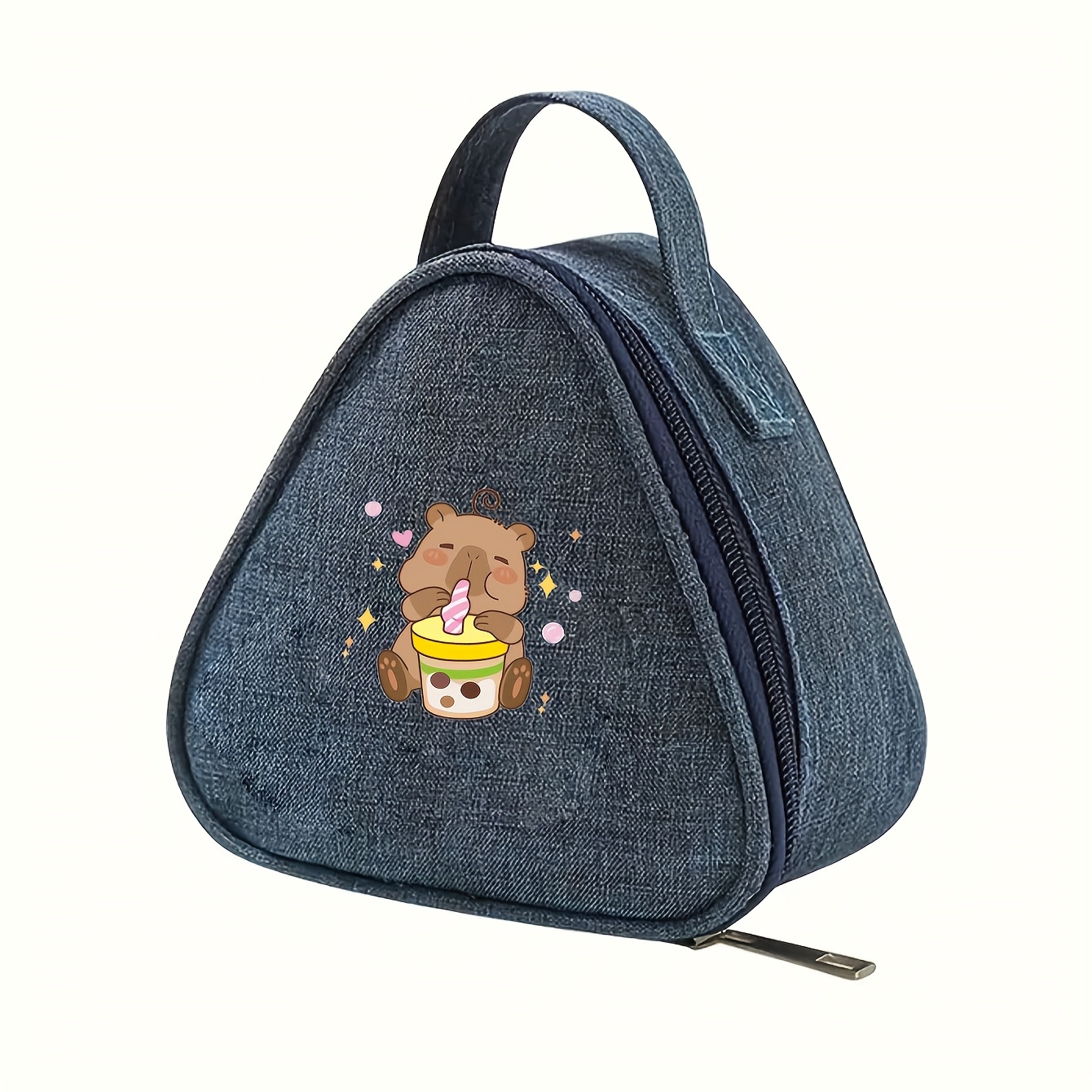 TEMU Mini Borsa Termica Minimalista con Stampa Triangolare di Capybara, Custodia Portatile per Snack come Panini, Latte, Uova, Ecc. - Non a Contatto