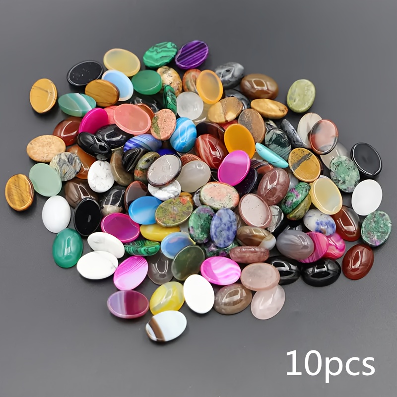 E-shop 10 Stück Multicolor Ovale Edelstein Sortiert Großpackung Polierte Gemischte Farben Ornamente, für Heimdekoration, Schmuckherstellung, Geschenke