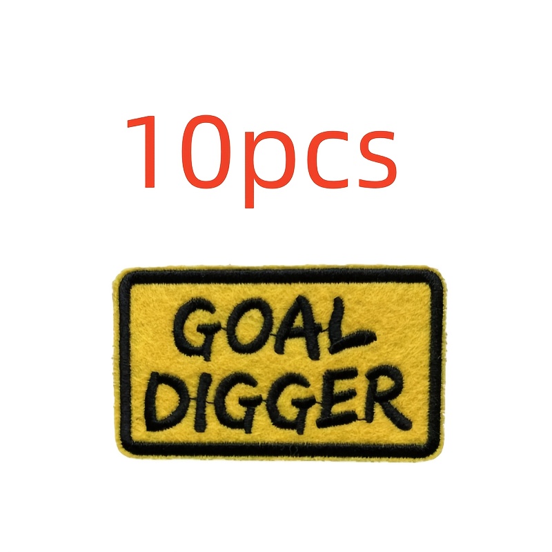 TEMU 10pcs Set Of Exquisite New Yellow Embroidered Patches, English "" Hot Letters For Outdoor Sports Clothing, Backpack And Hat Decoration, Diy