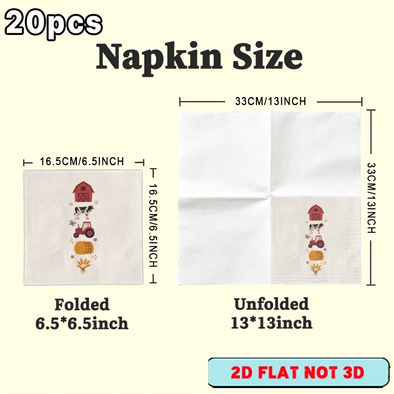 TEMU 2d Flat 20pcs, Elegant Patterned Tissue Paper Guest Hand Towels Decorative Paper, Farmhouse Country Barnyard Paper Placemats Napkins, Birthday