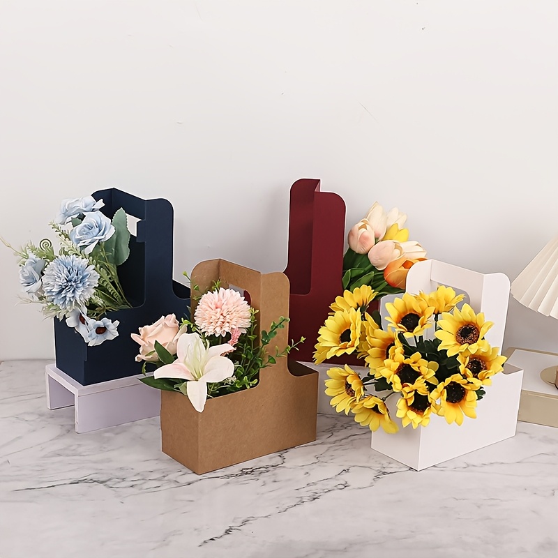 

12/20 Pack Paper Flower Boxes With Handles For Birthday, Bachelorette & Celebrations - Gift Boxes For Christmas, Halloween, Valentine's Day & All