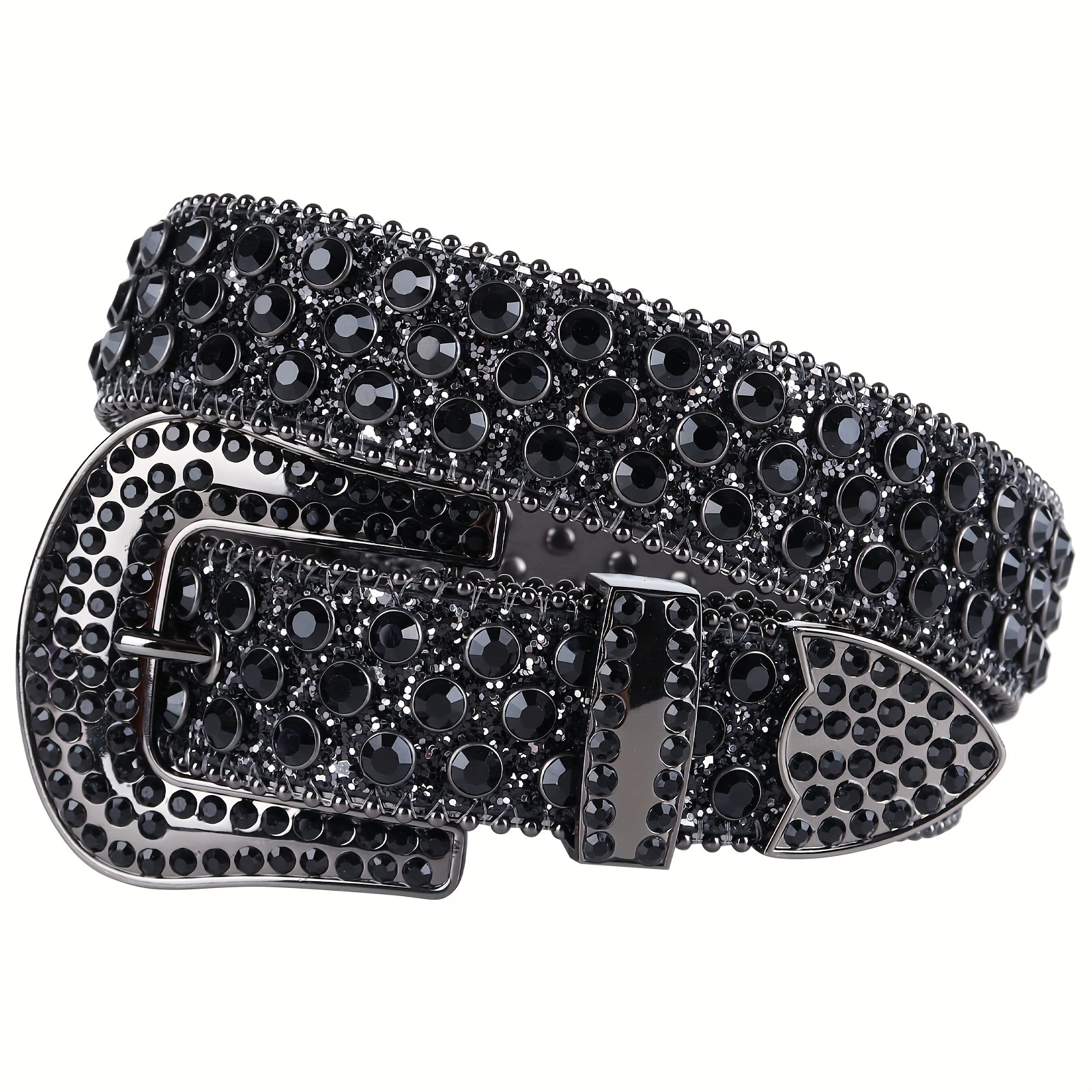 

1pc Men's Rhinestone Studded Belt Handcrafted Unisex, Shiny Diamond Belt With Glitter Spray, Western Cowboy Style, Versatile For Jeans And Parties, Ideal Gift For Men