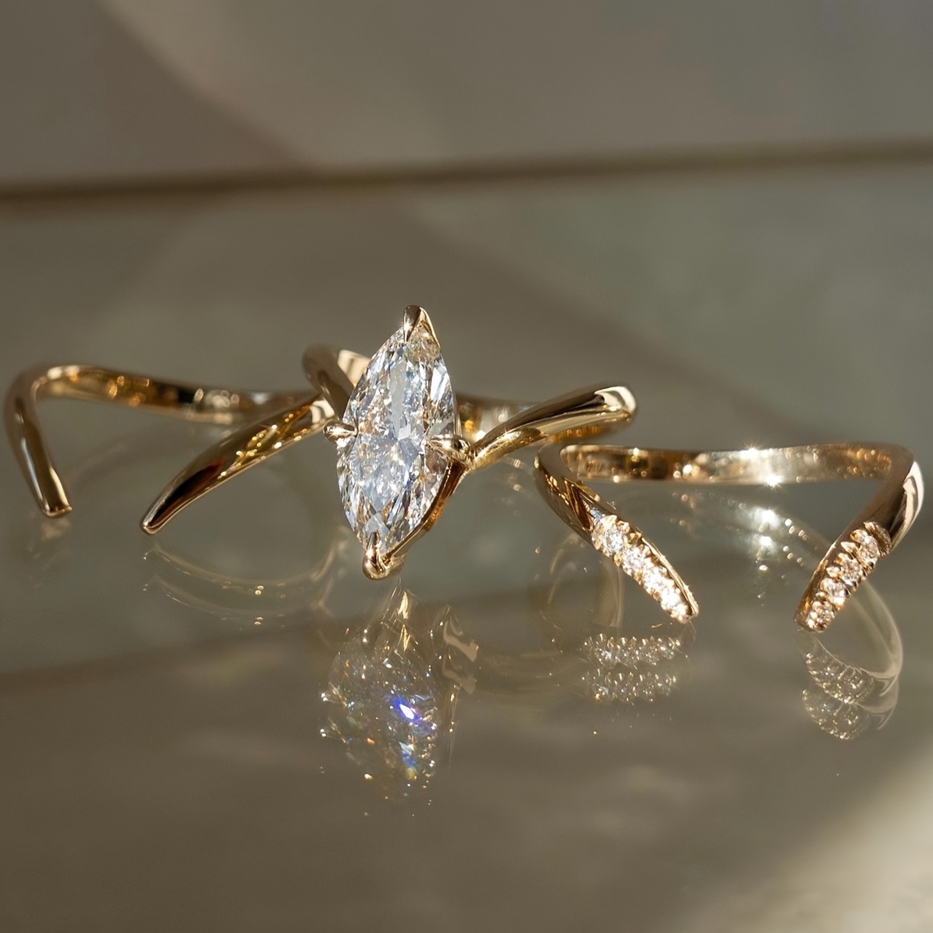 3pc Stackable Horse Eye Shaped Synthetic Zircon Ring Set