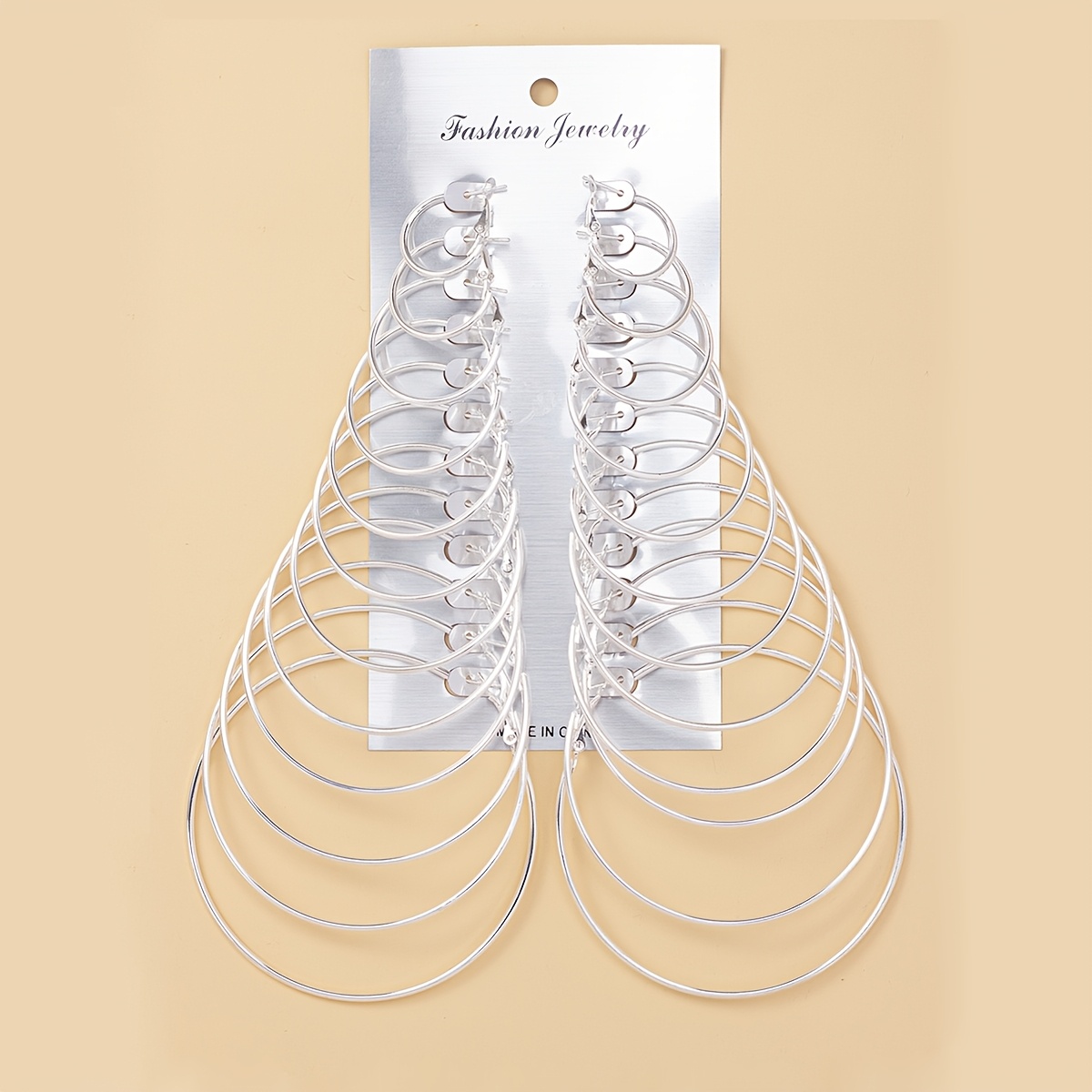 Image of A Set Of Stylish Easy Cute Elegant 24pcs Metal Round Earrings Of Different Sizes Holiday Gift Women Can Earrings Multi-piece Set Of Large Sets