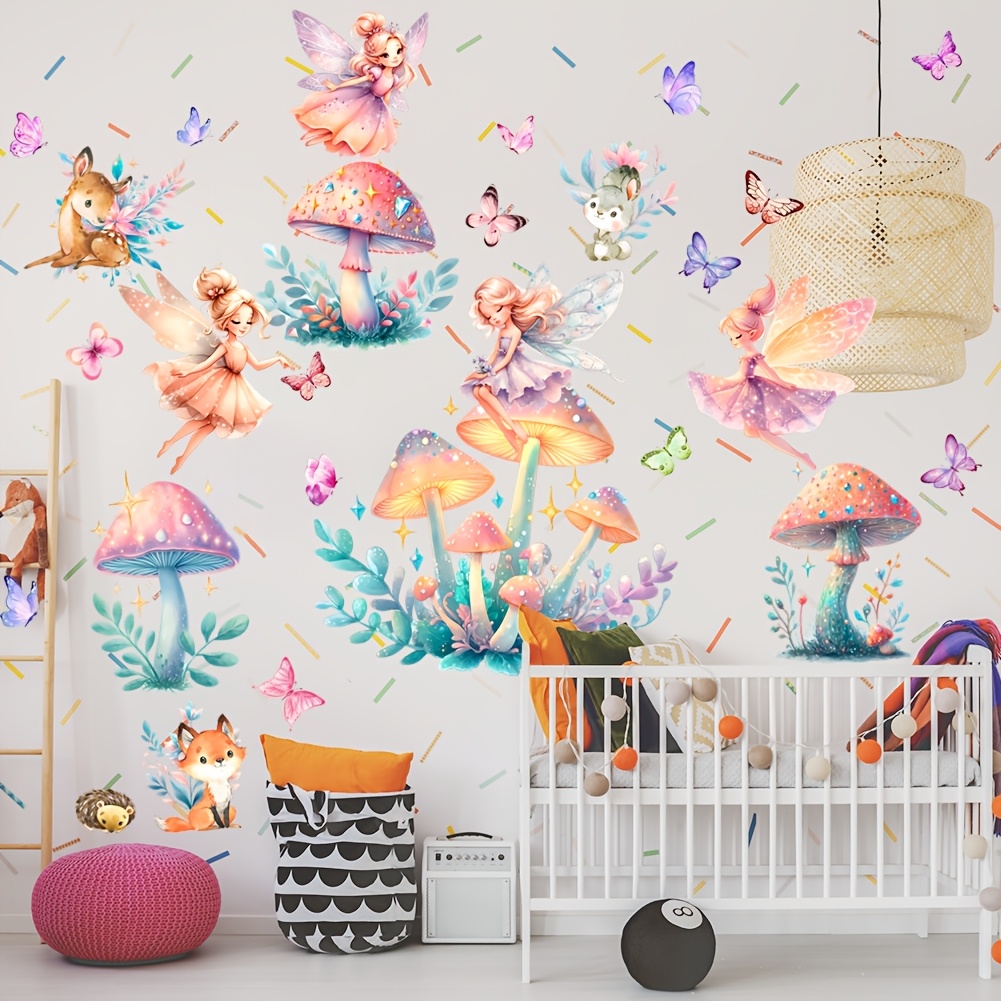 Image of Cartoon Fairy Flower Forest Animal Wall Stickers Room Bedroom Living Room Bedroom Decoration Stickers