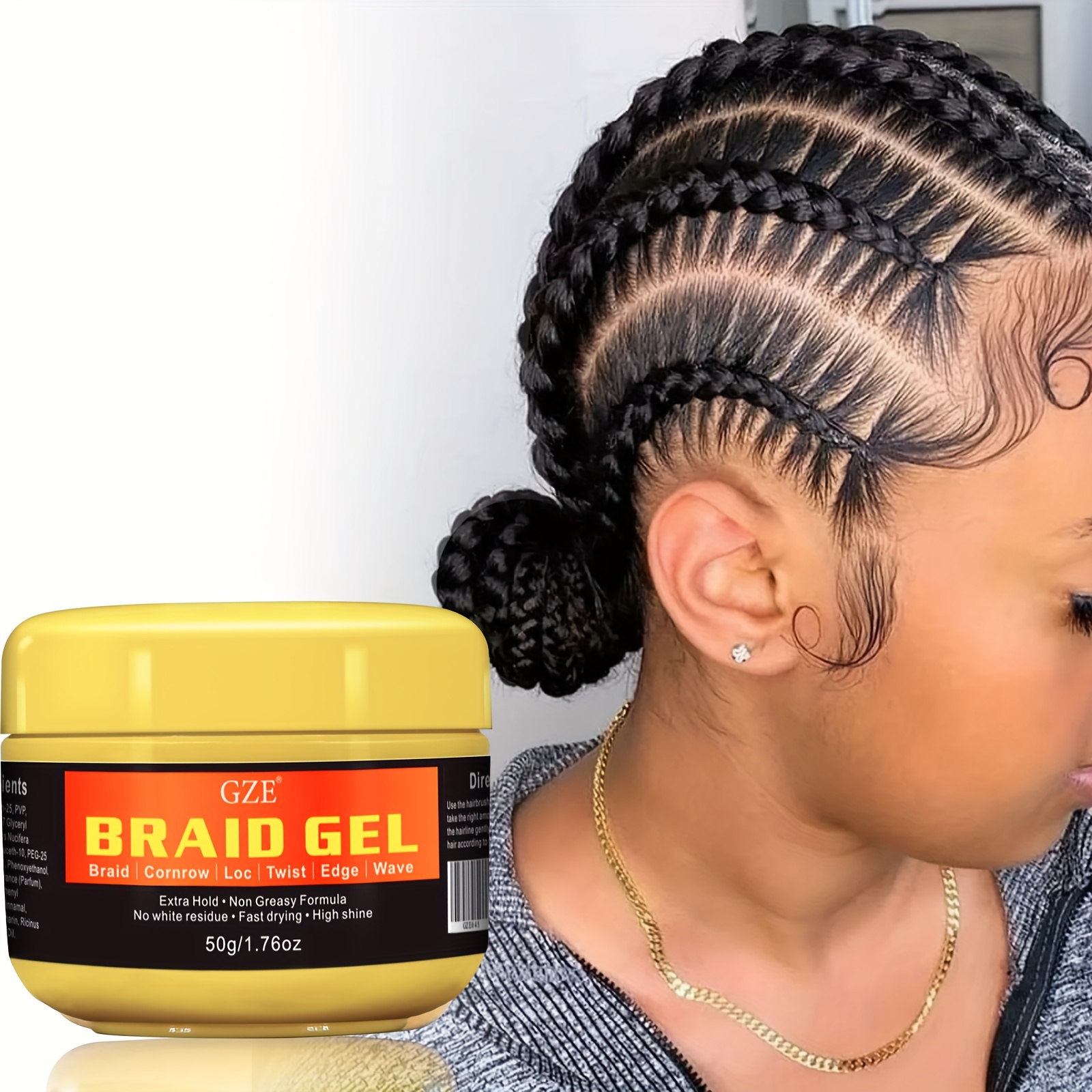 Edge Control Hair Gel, Braiding Gel, Extra Hold Not-greasy Edge Tamer  Shaping Gel, Long Lasting Hair Style Fixing Gel For Cornrows Twists And Locs