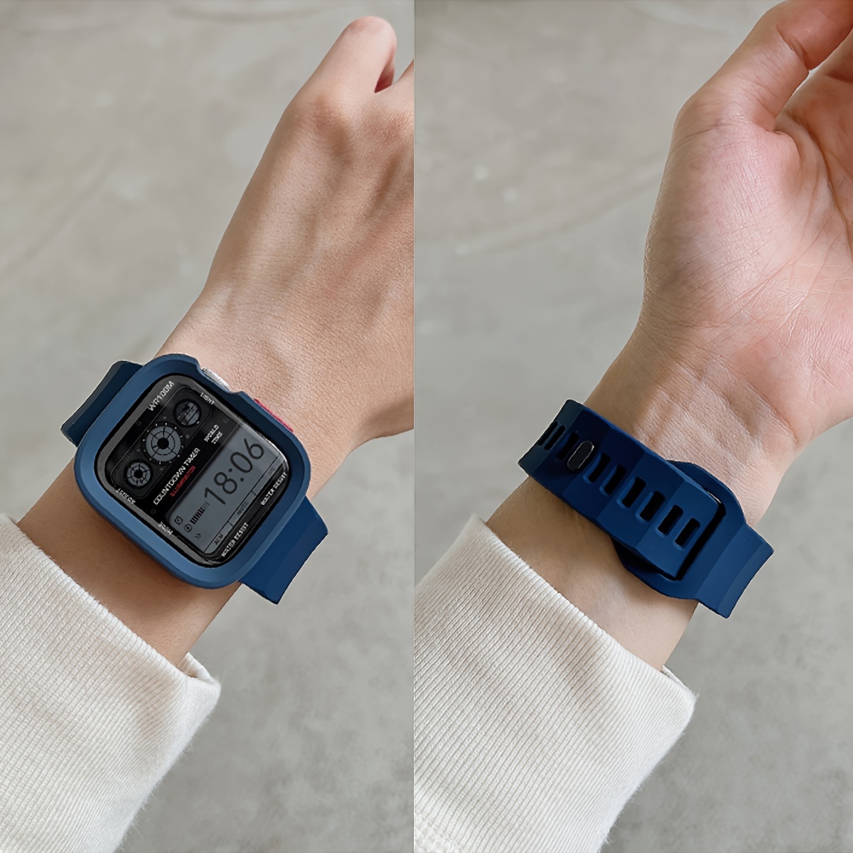 2pcs for Apple Watch Band & Case Combo - Adjustable Silicone Sport Strap with Hollow-Out Soft Protective Cover, Breathable Comfort Fit for Series 1-11/Ultra/SE, 38-49mm, Compatible with 40/41/42/44/45/46/49mm, Durable Protective Case Accessories