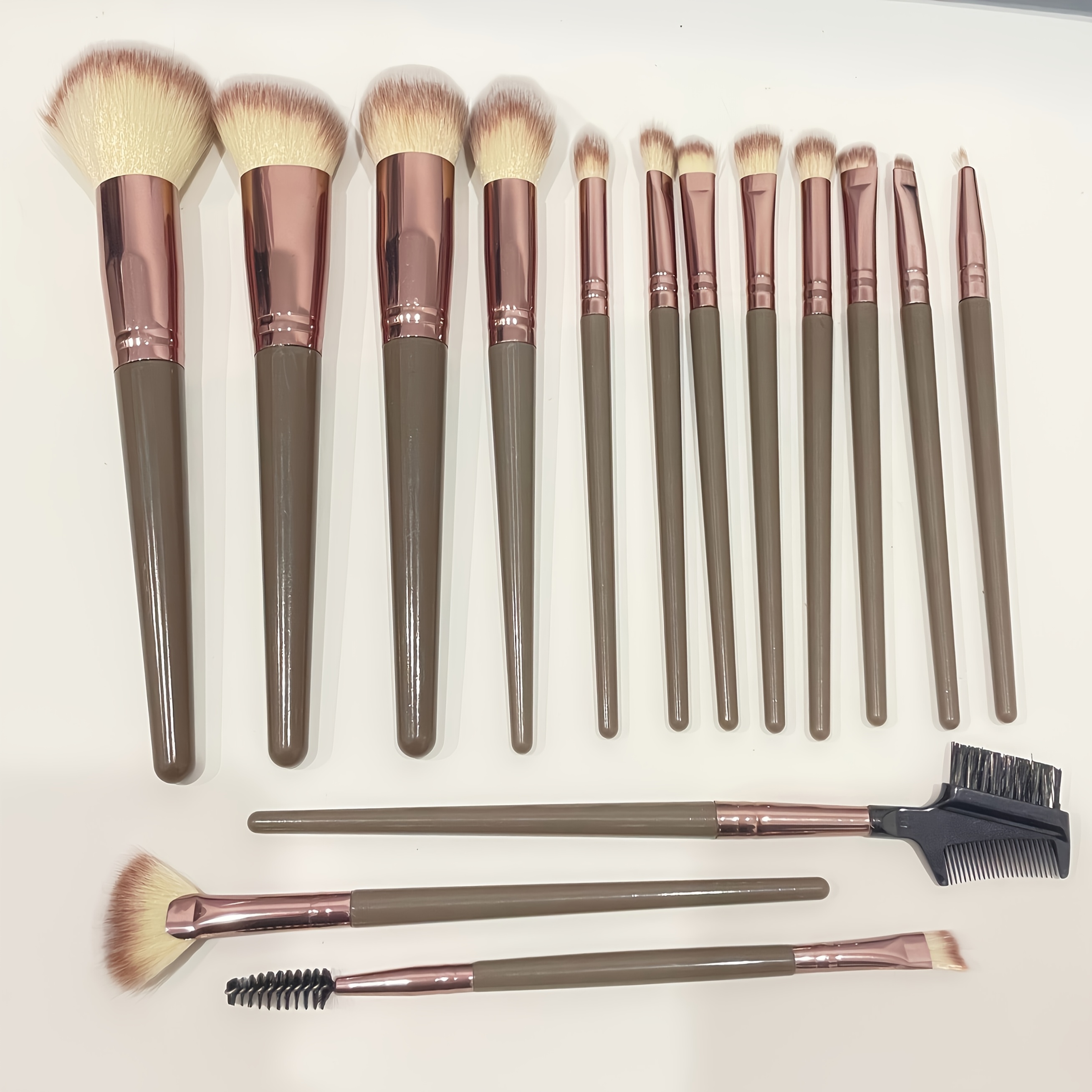 TEMU 15pcs Upgraded Valentine's Day Gift Set - Complete Makeup Brush Set - Premium Synthetic Eyeshadow Powder Foundation Face Blending Blush Brush -