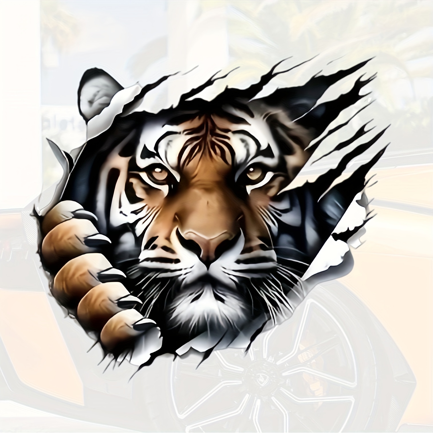 3D Tiger Decal Wild PVC Sticker for Car Bumper Self Motorcycle and Vehicle Exterior Decoration Vinyl Graphic Emblem
