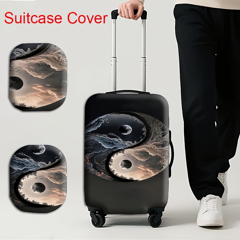 TEMU 1.1cm Decorative Yin Yang Pattern Luggage Cover, Durable Breathable Elastic Suitcase Protector, Luggage Protector, Suitable For Business Travel,
