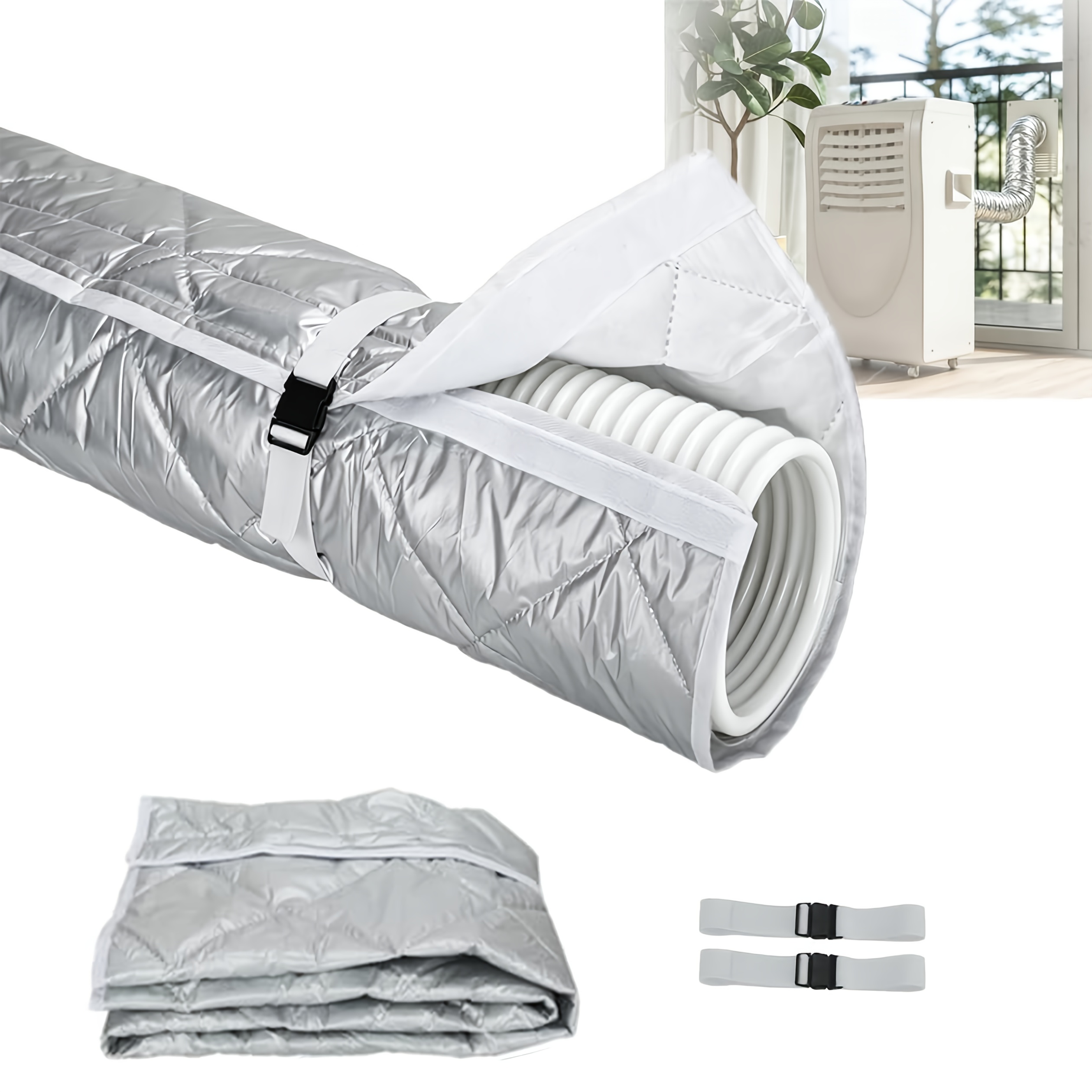 TEMU Portable Air Conditioner Hose Cover, Ac Exhaust Hose Wrap, Universal 5.9-inch Diameter Portable Ac Ventilation Tube Insulation Sleeve, With