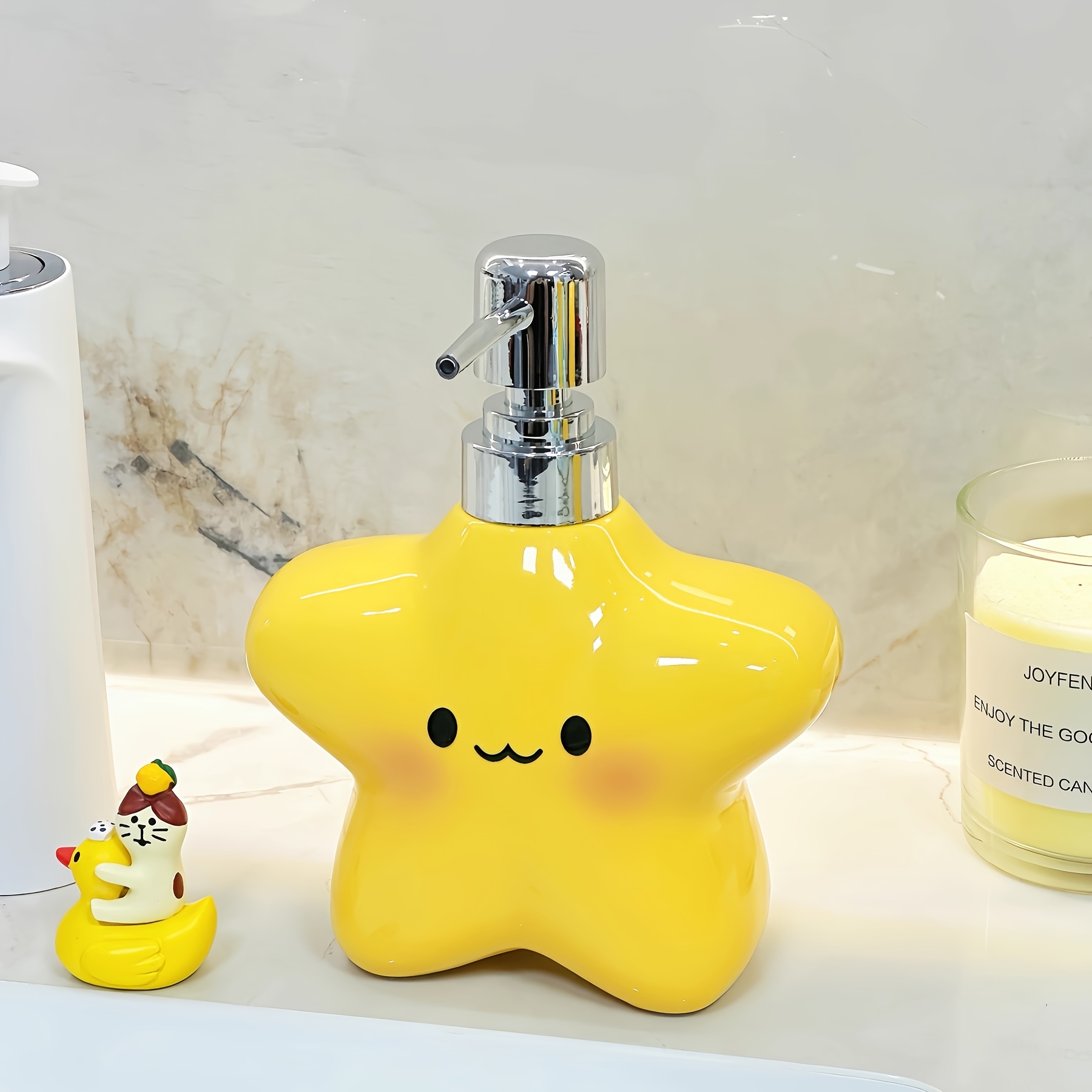 Star Ceramic Lotion Bottle, Suitable For Shampoo, Shower Gel, And Lotions – A Decorative Home Essential For Bathroom, Sink, Or Kitchen