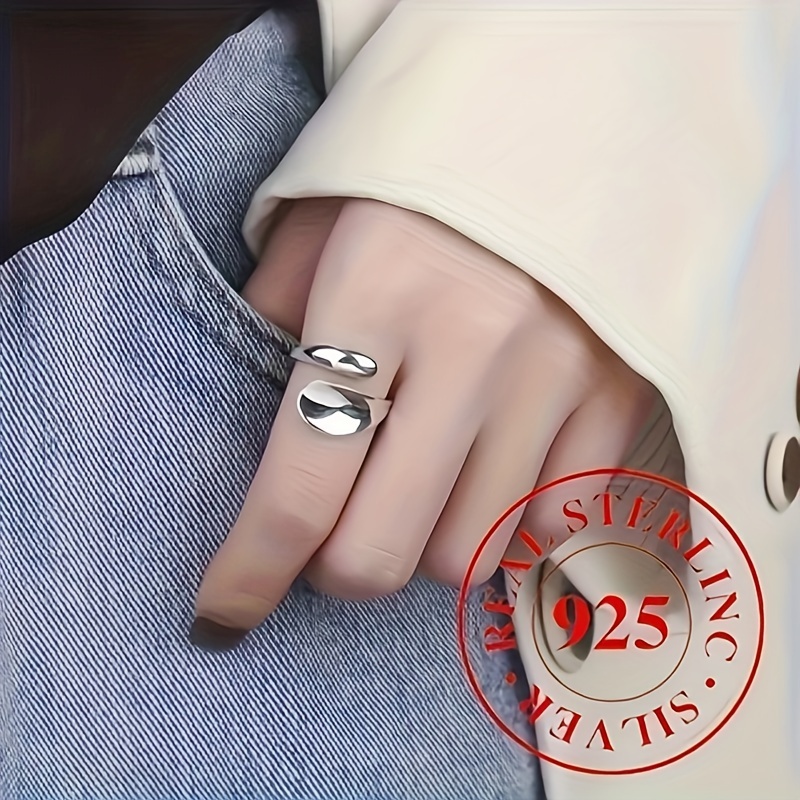 

Elegant 925 Sterling Silver Adjustable Cuff Ring - Sexy Open Wrap Design, No Plating, Pure Silver Minimalist Jewelry For Gifts & Parties - Accessory For All