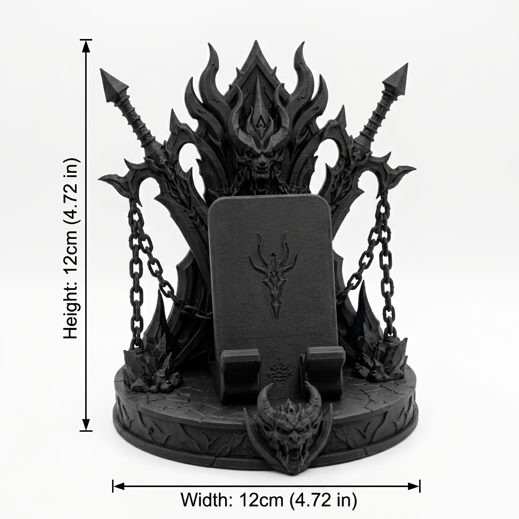 TEMU Gothic Devil Throne Phone Stand, Fantasy Phone Holder, Medieval Dragon Desktop Ornament, Gothic Style Phone Stand Accessory