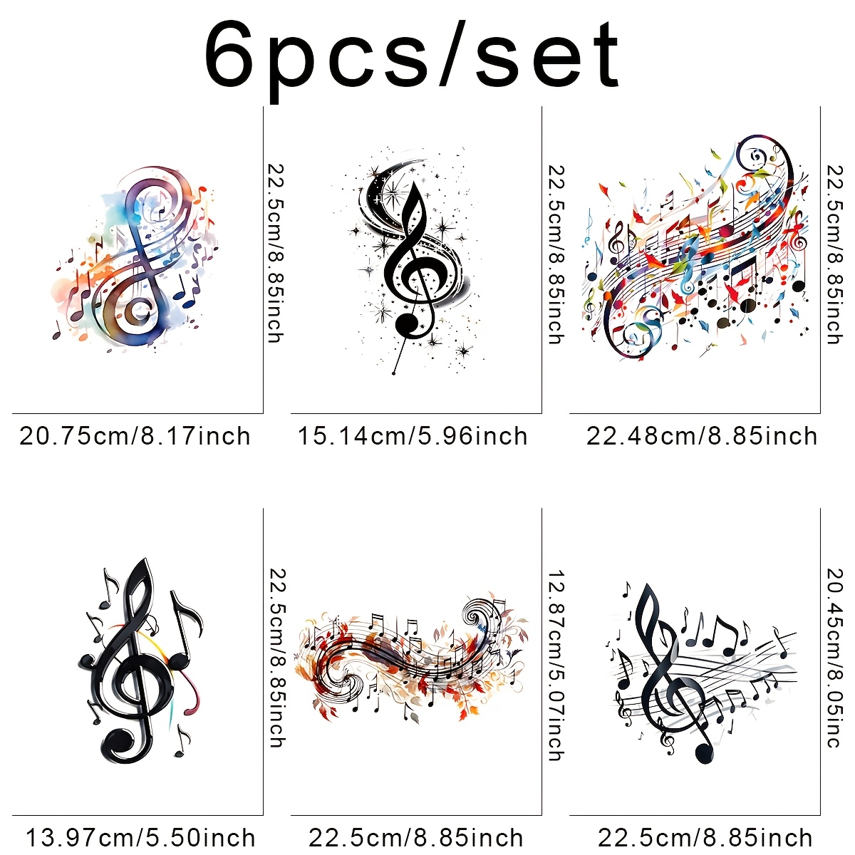 TEMU 6pcs/set Note Diy Iron On Dtf Transfers Stickers Washable Heat Transfer Designs Decals Patch For T- Jeans Backpack