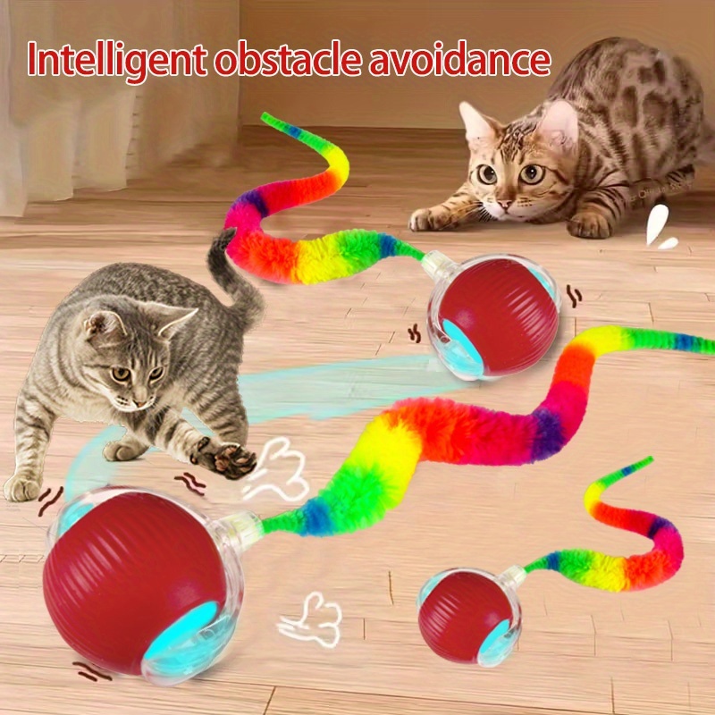 Automatic Rolling Cat Ball Toy with LED Lights, Interactive Game for Cats